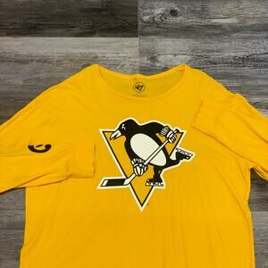 Pittsburgh Penguins NHL '47 Brand Yellow Womens M Long Sleeve Ice Hockey T-Shirt